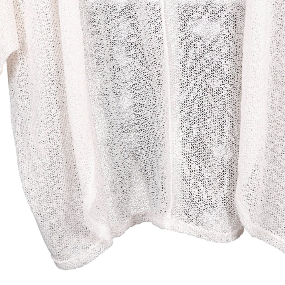 Sheer Knit Cardigan XL Womens Off White Lace Back Detail Y2K Boho Hippie Indie - Picture 3 of 5